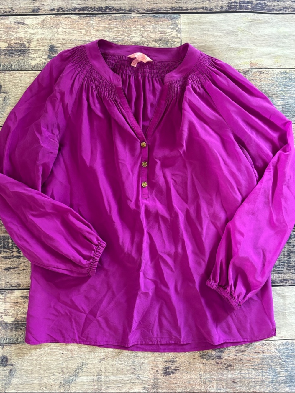 LILLY PULITZER Women's Long-Sleeve Peasant Blouse in Magenta